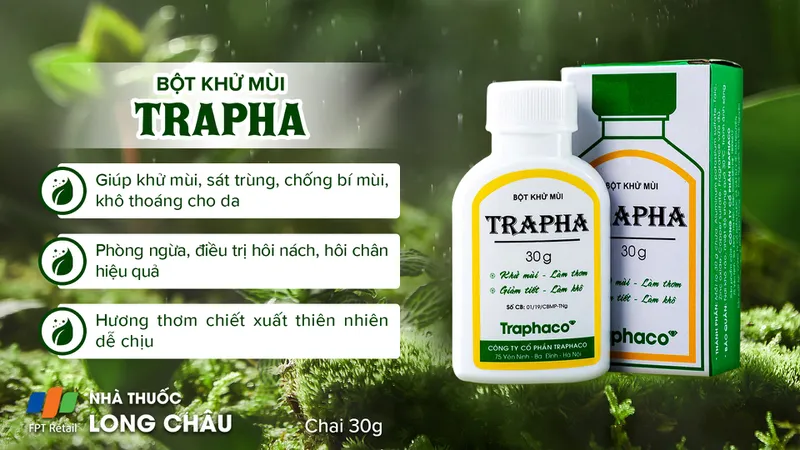 Hình ảnh bột Trapha màu trắng mịn minh họa khả năng hút ẩm khô thoáng