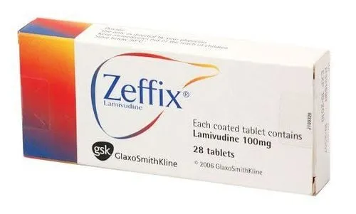 Hộp thuốc Zeffix, một loại thuốc kháng virus điều trị viêm gan B ở người lớn