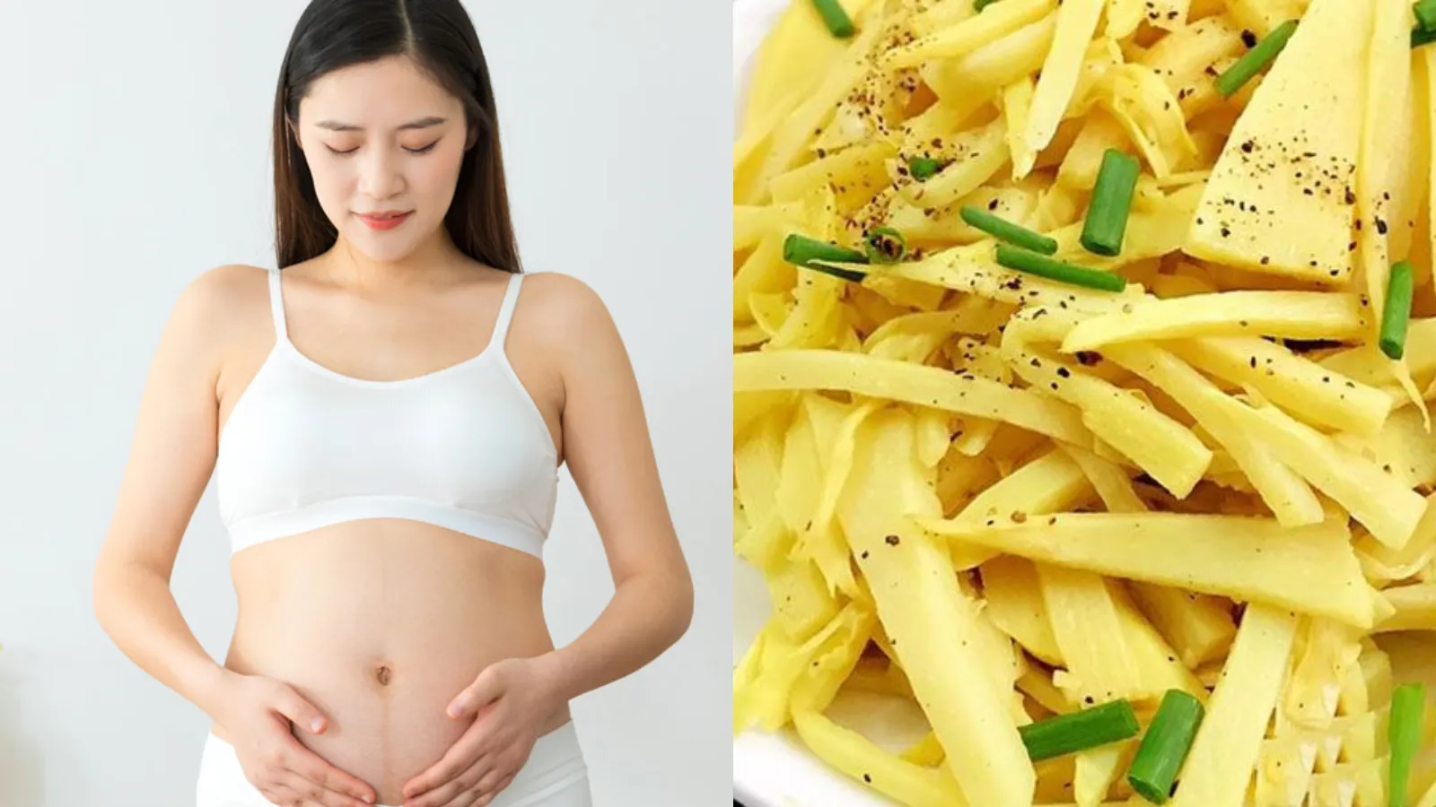 Hình ảnh măng đã được thái lát, chuẩn bị cho việc chế biến món ăn