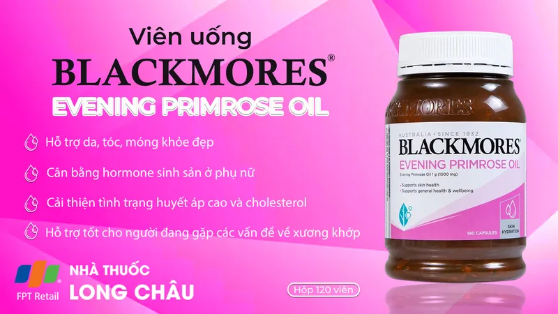 Viên uống hoa anh thảo Blackmores và những bông hoa anh thảo