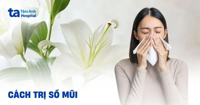 Ảnh minh họa người bị chảy nước mũi, gương mặt khó chịu.