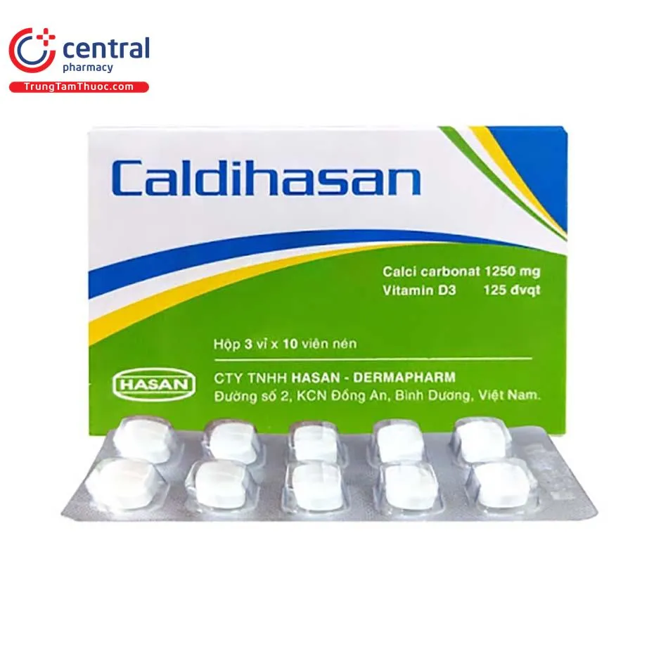Mặt trước hộp thuốc Caldihasan 1250mg
