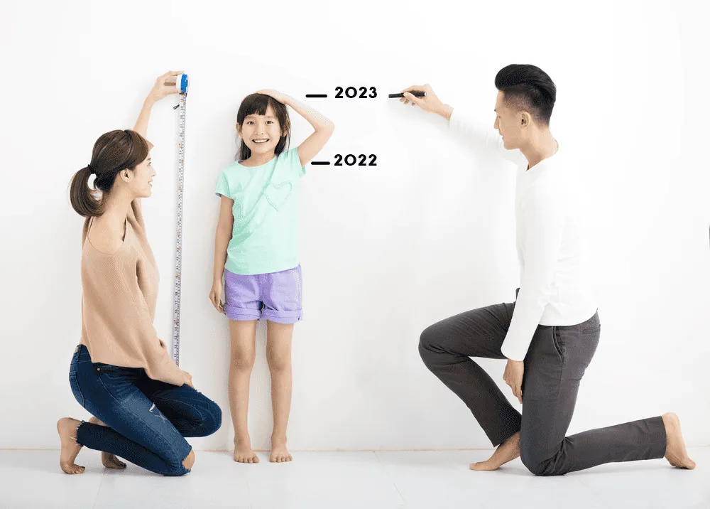 Minh họa quá trình tăng trưởng chiều cao cân nặng của trẻ qua các giai đoạn