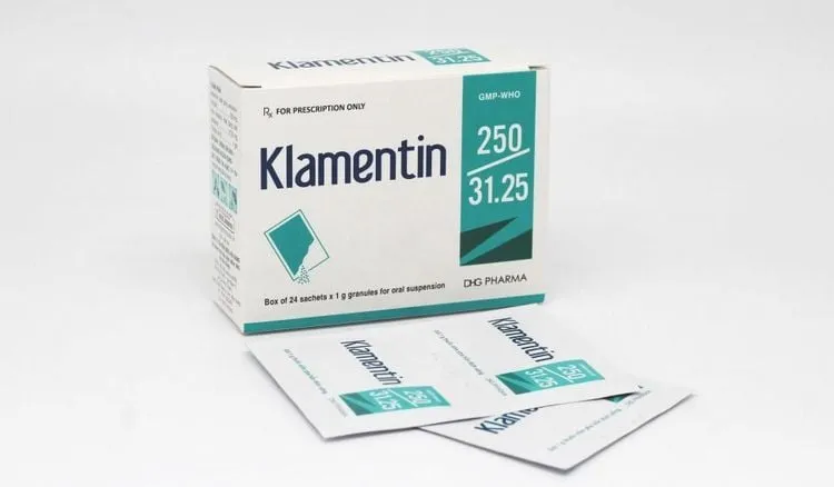 Klamentin 250mg - Thuốc kháng sinh điều trị nhiễm khuẩn hô hấp, tai mũi họng ở trẻ em