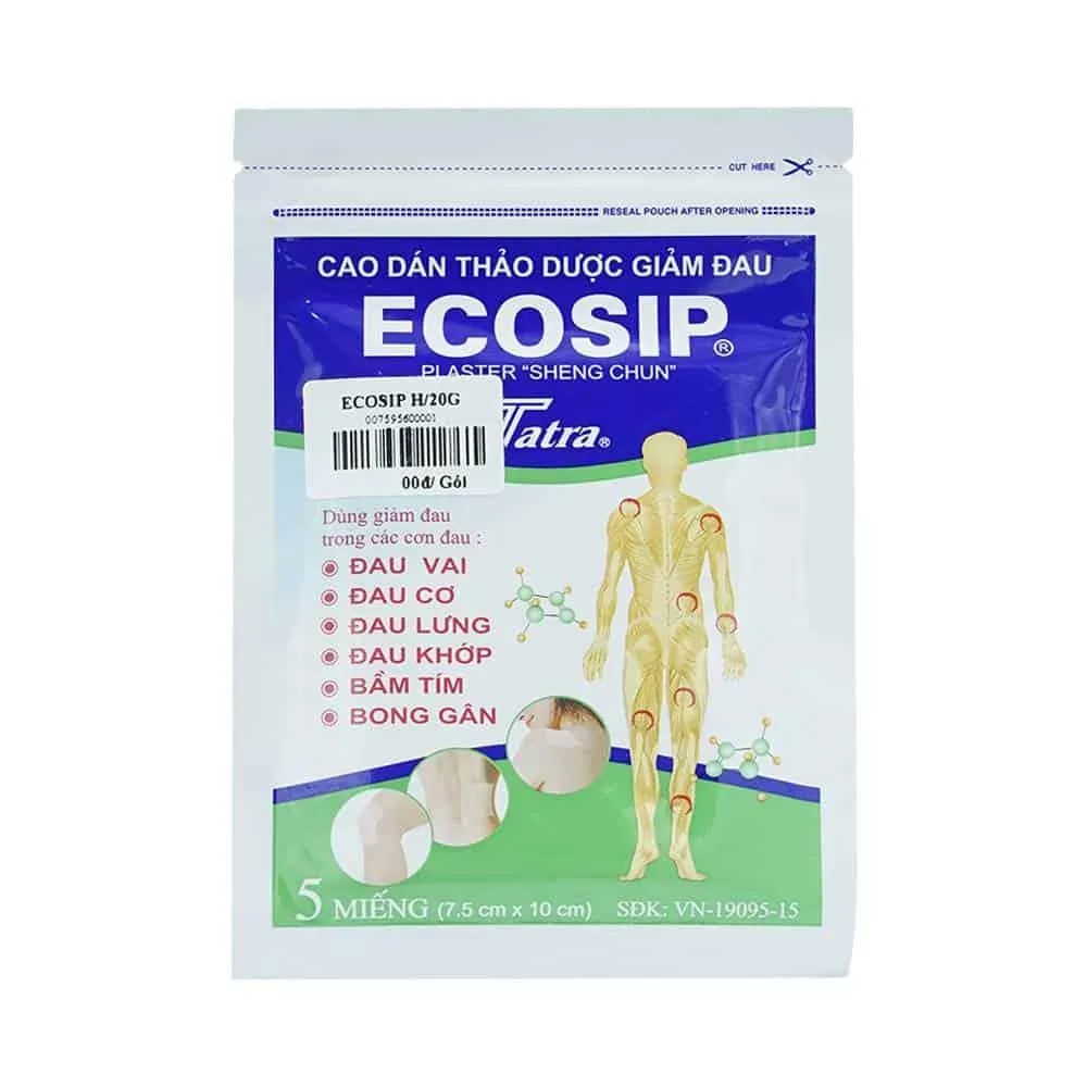 Hộp miếng dán giảm đau thảo dược Ecosip Tatra