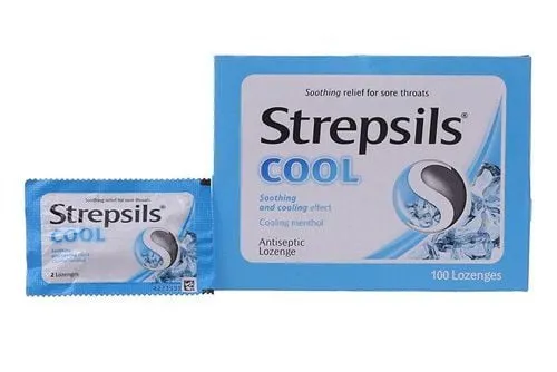 Hình ảnh minh họa viên kẹo ngậm Strepsils Cool giúp làm dịu đau họng