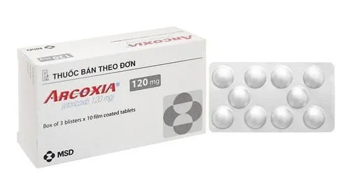 Viên nén Arcoxia 120mg và vỉ thuốc, minh họa cho loại thuốc giảm đau, kháng viêm phổ biến