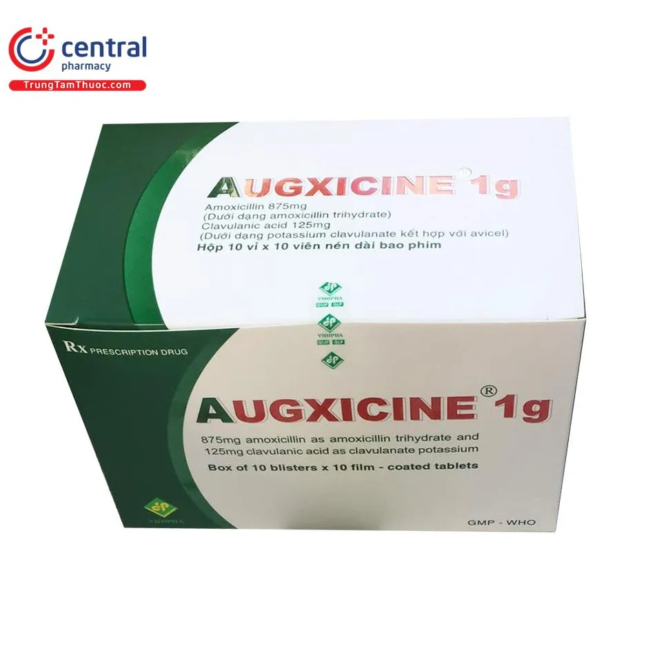 Thuốc Augxicine 1g và thông tin hộp