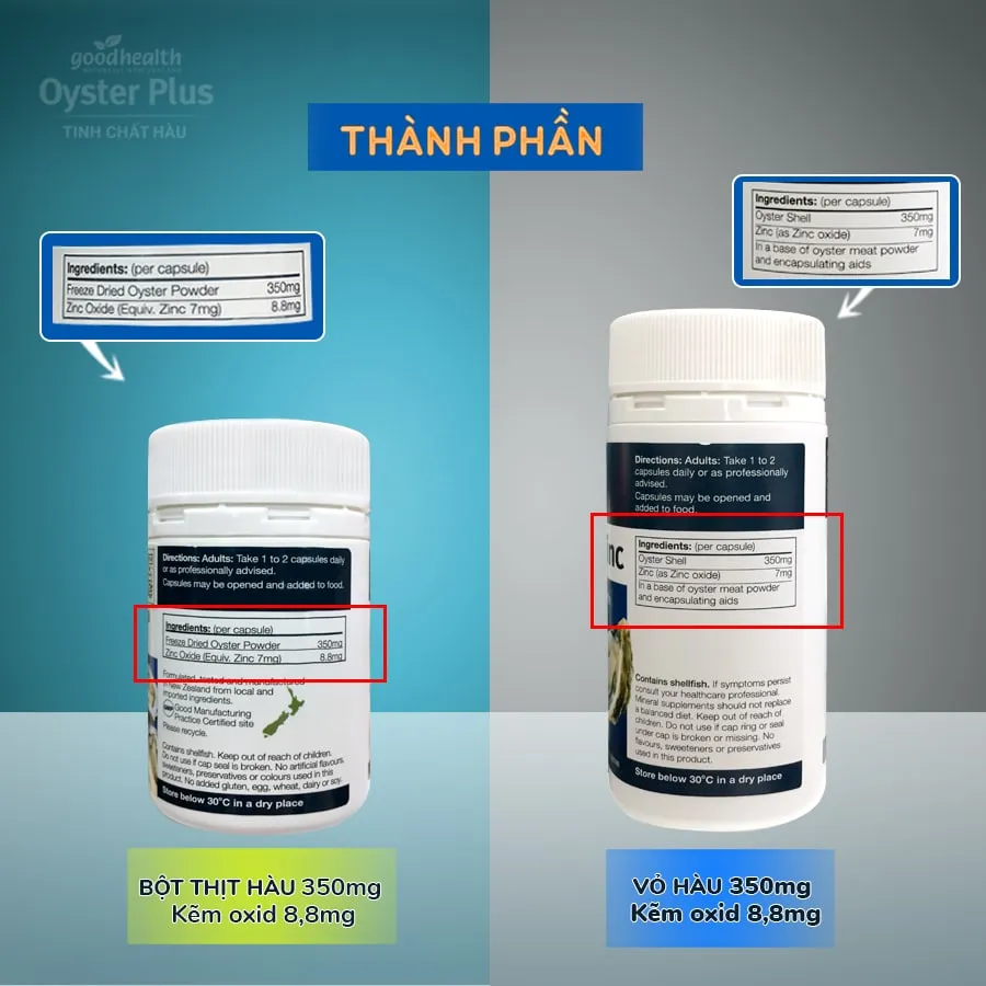 Hình ảnh so sánh thành phần hàu lùn và hàu cao